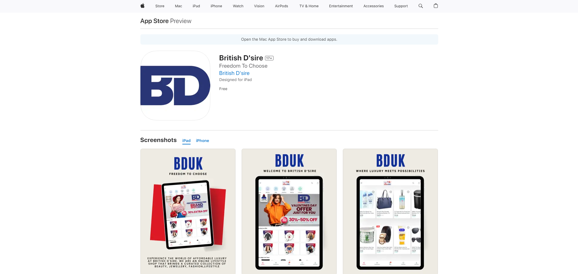 British D’sire iOS App